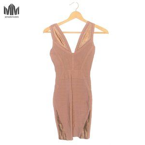 Marciano l Rose Gold Metallic Bandage Dress